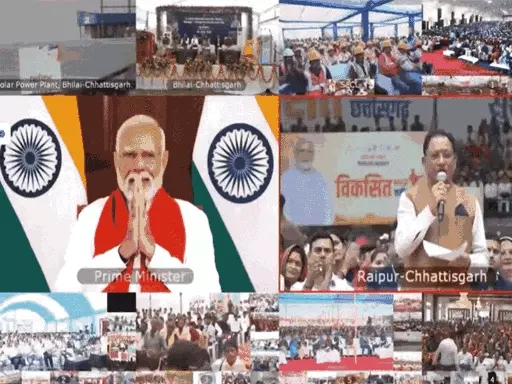 मोदी बोले-कांग्रेस होती तो आज भी 15 पैसे ही पहुंचते:छत्तीसगढ़ में 34,427 करोड़ की परियोजनाओं का शिलान्यास-लोकार्पण; कहा-हर घर को सूर्य घर बनाना है 1 eod 1 1708760342
