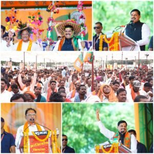 छत्तीसगढ़ में कांग्रेस ने कोयला, रेत, गोबर, चावल का घोटाला तो किया ही, आदमी का ईमान भी खा गये - डॉ. मोहन यादव 2 inshot 20240406 1812582418473920550969851834