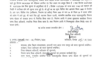 कलेक्टर जनमेजय महोबे के निर्देश पर सहायक शिक्षक एल.बी. श्री फत्ते सिंह धुर्वे तत्काल प्रभाव से निलंबित 14 019d458a 732d 43e3 ae67 74851bb10ce6 1