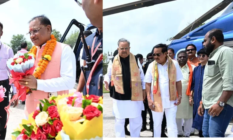 राजनांदगांव पहुंचे केंद्रीय मंत्री सीआर पाटिल, सीएम साय और रमन सिंह, पुलिस अधीक्षक गर्ग ने किया स्वागत