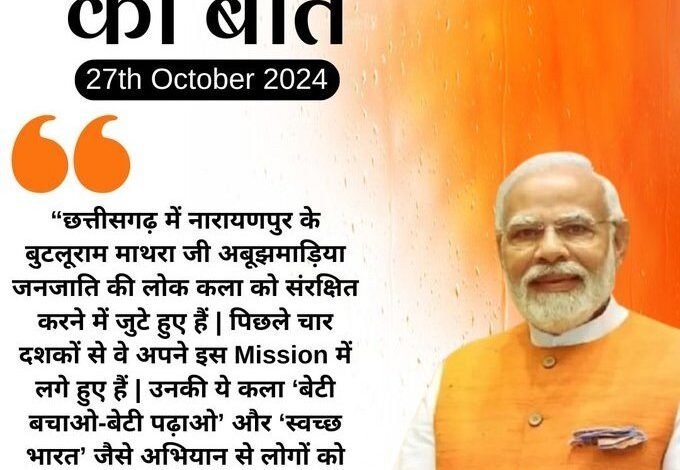 प्रधानमंत्री ने मन की बात में नारायणपुर के बुटलूराम माथरा को सराहा