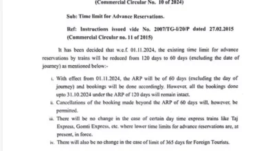 रेलवे बोर्ड ने सीट आरक्षण की एडवांस टाइम लिमिट किया कम 1 Railway Board reduced advance time limit for seat reservation
