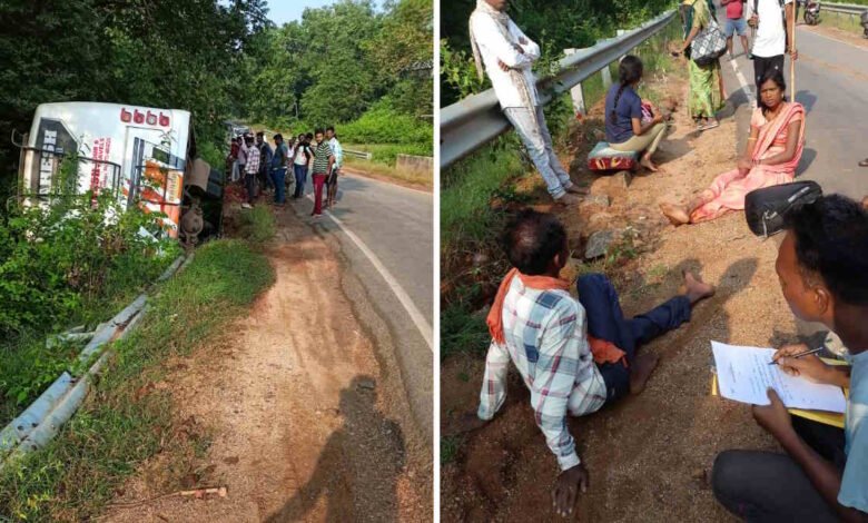 घने कोहरे में बस पलटी, गरियाबंद में 10 यात्री घायल, 2 की हालत गंभीर