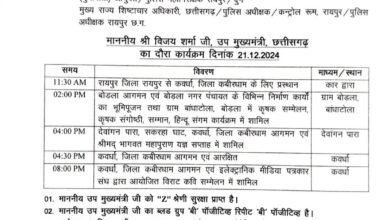 उप मुख्यमंत्री विजय शर्मा का आज कवर्धा दौरा, विकास कार्यों का भूमिपूजन, कृषक सम्मेलन और सांस्कृतिक कार्यक्रमों में होंगे शामिल 7 c55bb3da de74 4f15 aa17 a7ab2cb500f5 1