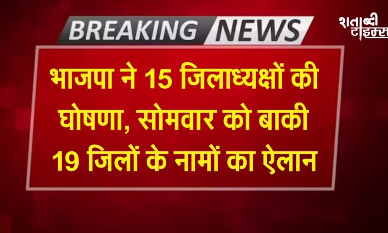 छत्तीसगढ़: भाजपा ने 15 जिलाध्यक्षों की घोषणा, सोमवार को बाकी 19 जिलों के नामों का ऐलान, देखें किसे मिली जिम्मेदारी
