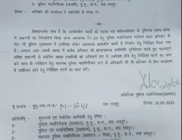 पुलिस विभाग में शनिवार की छुट्टी अनिश्चितकाल के लिए रद्द, अफसरों को हर हफ्ते करना होगा कार्य 14 पुलिस विभाग में शनिवार की छुट्टी अनिश्चितकाल के लिए रद्द, अफसरों को हर हफ्ते करना होगा कार्य