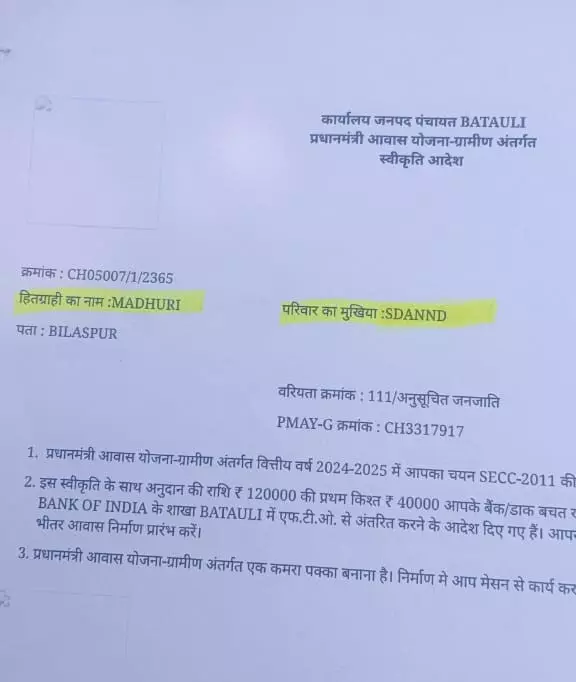 प्रधानमंत्री आवास योजना घोटाला: पात्र हितग्राहियों की राशि सरपंच और रिश्तेदारों के खातों में ट्रांसफर, जांच की मांग तेज 1 प्रधानमंत्री आवास योजना घोटाला: पात्र हितग्राहियों की राशि सरपंच और रिश्तेदारों के खातों में ट्रांसफर, जांच की मांग तेज