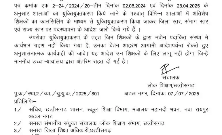 शिक्षा विभाग सख्त, युक्तियुक्तकरण के बाद अनुपस्थित शिक्षकों का वेतन रोका जाएगा