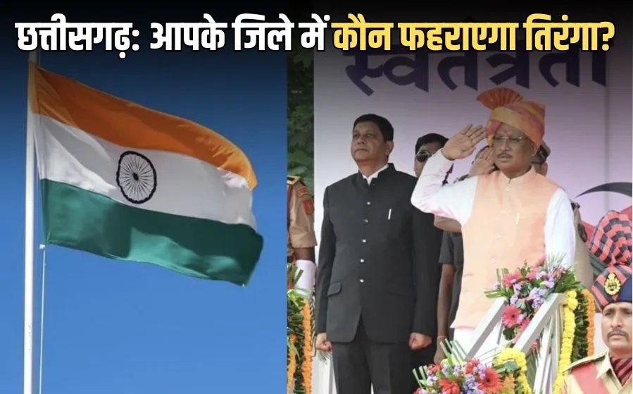 छत्तीसगढ़ में स्वतंत्रता दिवस कार्यक्रम तय: रायपुर में सीएम साय, कवर्धा में संतोष पाण्डेय करेंगे ध्वजारोहण; देखें, आपके जिले में कौन फहराएगा तिरंगा 1 छत्तीसगढ़ में स्वतंत्रता दिवस कार्यक्रम तय: रायपुर में सीएम साय, कवर्धा में संतोष पाण्डेय करेंगे ध्वजारोहण; देखें, आपके जिले में कौन फहराएगा तिरंगा