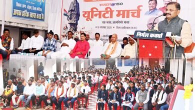 सरदार पटेल की 150वीं जयंती पर निकला भव्य यूनिटी मार्च, सांसद संतोष पाण्डेय सहित जनप्रतिनिधियों-विद्यार्थियों ने 08 किलोमीटर पदयात्रा कर बने सहभागी