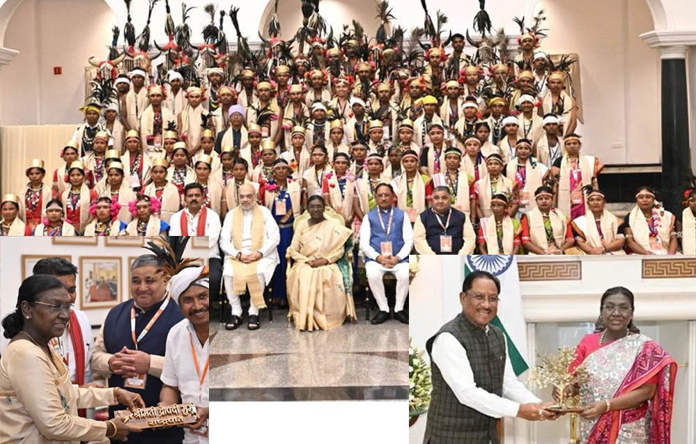 राष्ट्रपति द्रौपदी से बस्तर पंडुम-2026 विजेताओं, परगना मांझी और पद्म पुरस्कार विजेताओं की मुलाकात 1 31A 38
