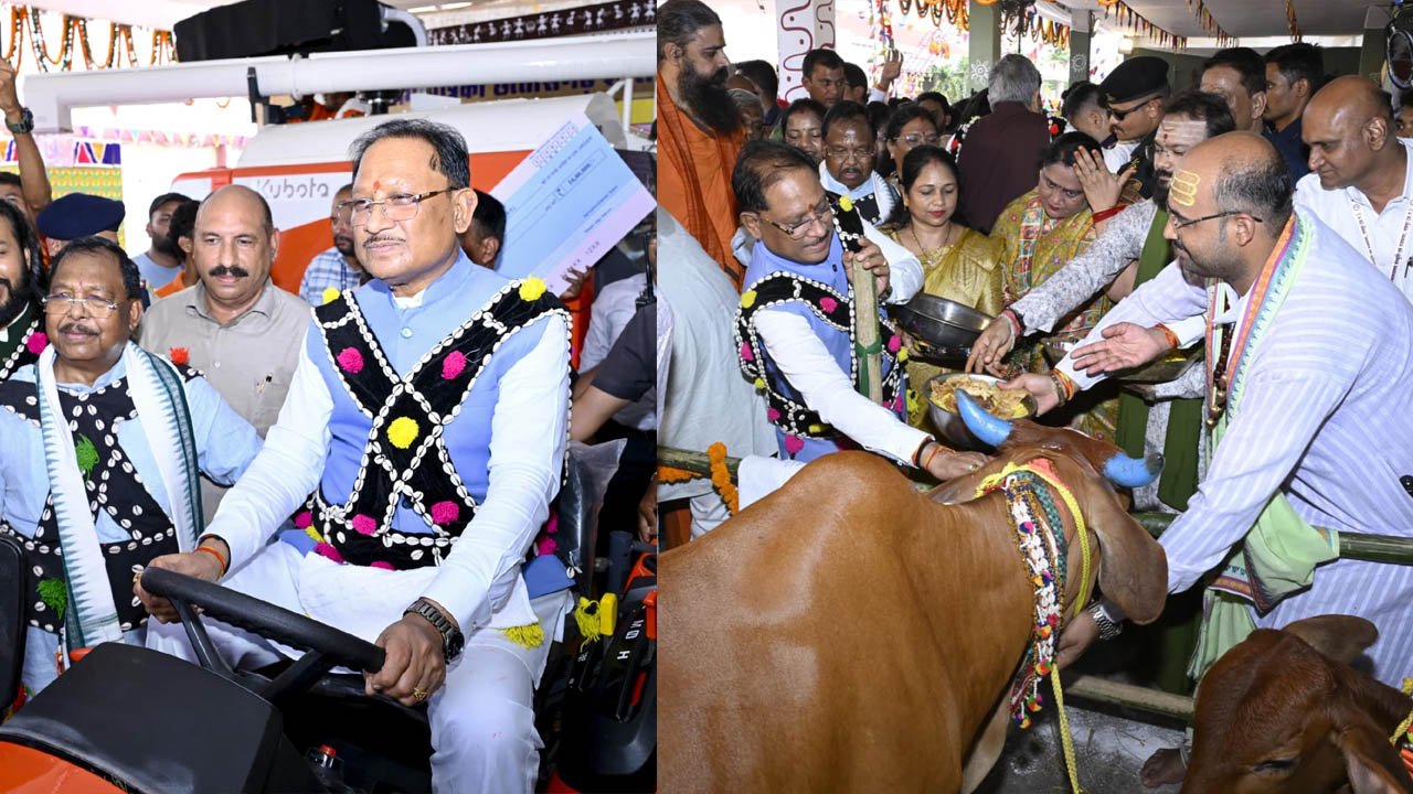 पारंपरिक वेशभूषा में पिंक ऑटो से कार्यक्रम स्थल पहुंचे मुख्यमंत्री विष्णुदेव साय और विधानसभा अध्यक्ष डॉ. रमन सिंह 1 12A 213