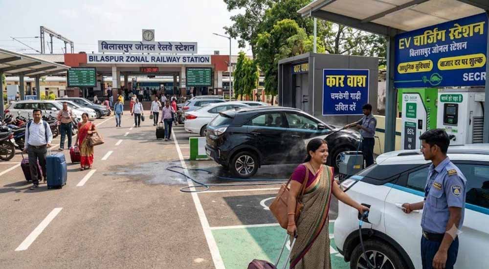 कार से स्टेशन आने वालों के लिए खुशखबरी, बिलासपुर रेलवे स्टेशन पर मिलेगी वॉशिंग सुविधा 1 Chhattisgarh News 07 3 13